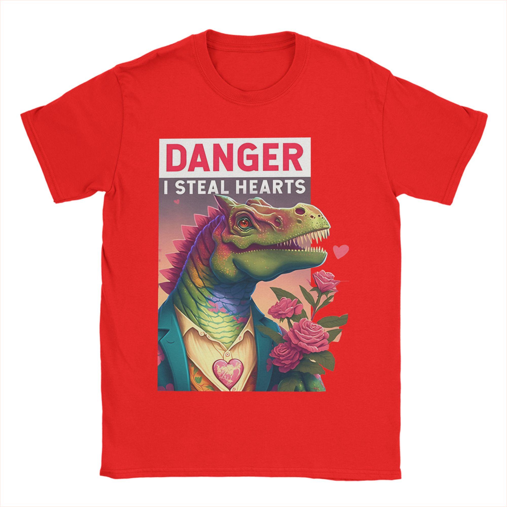 

Couple TShirt I steal hearts Cute Dinossaur T Shirts Novelty Summer Tees Street Style Print Cotton Tops Gift S