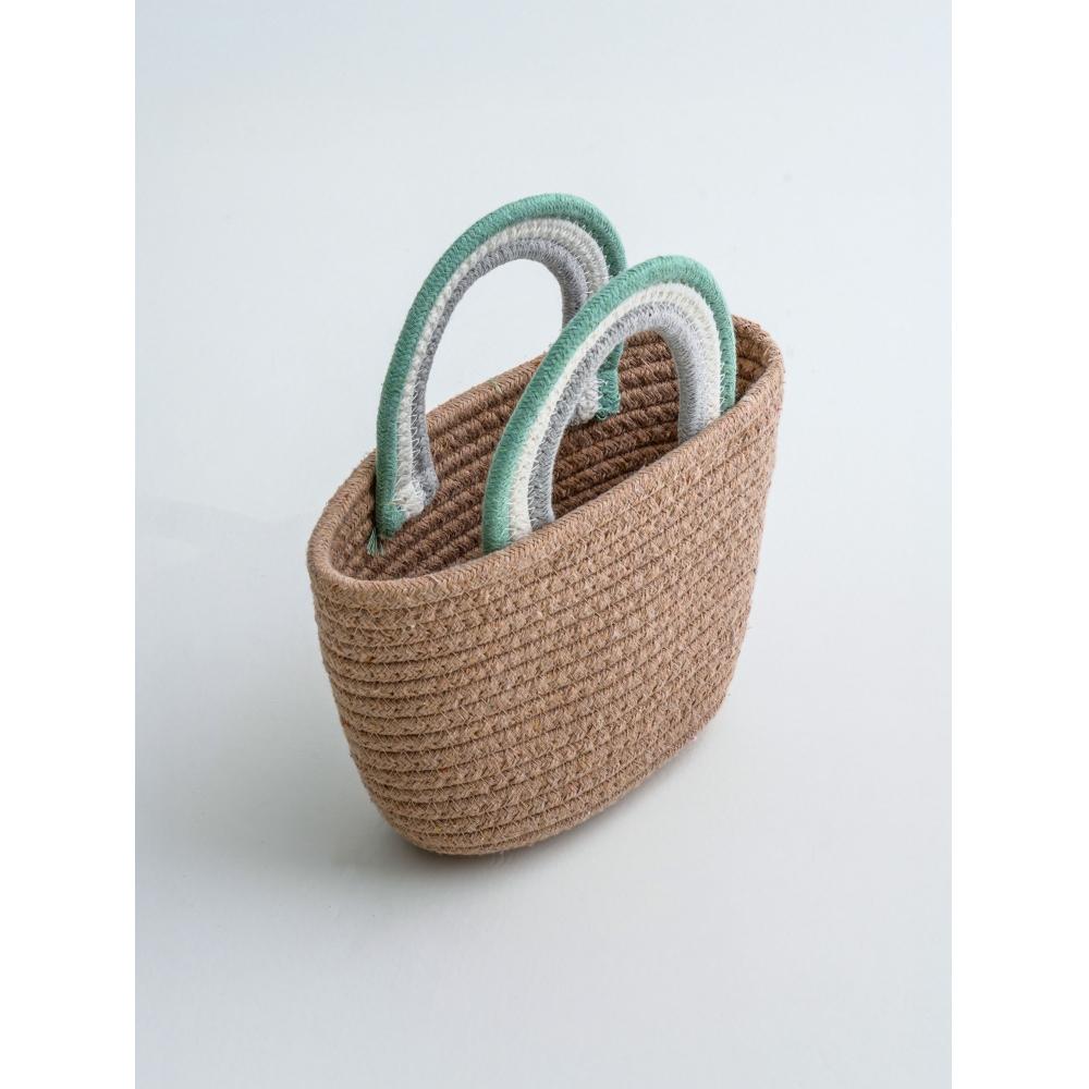 Bolsa con Asa Tejida Daiso Verde Marrón