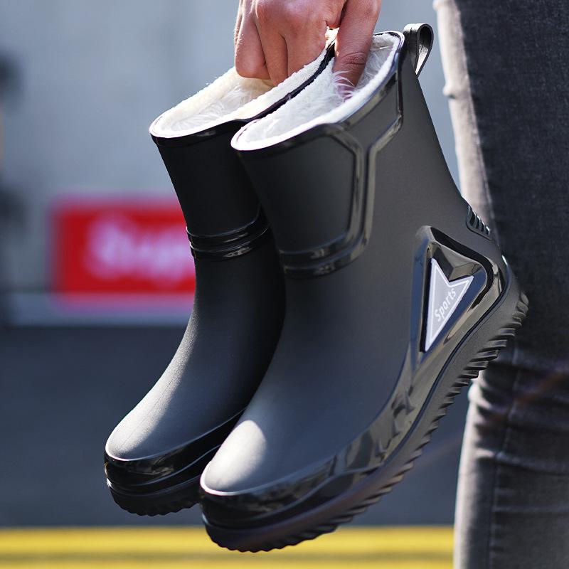 Rain Shoes Men's 2026 New Medium Tube Rain Boots Non-slip and Anti-men's Velvet Rain Shoes
