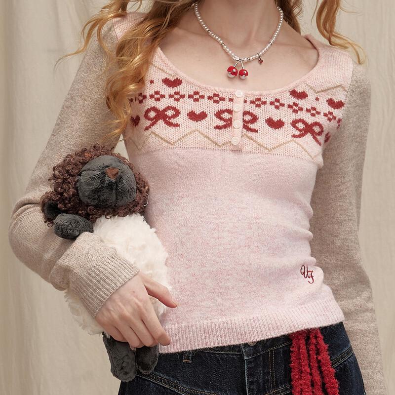 unifree Women's Fair Isle Jacquard Knit Sweater