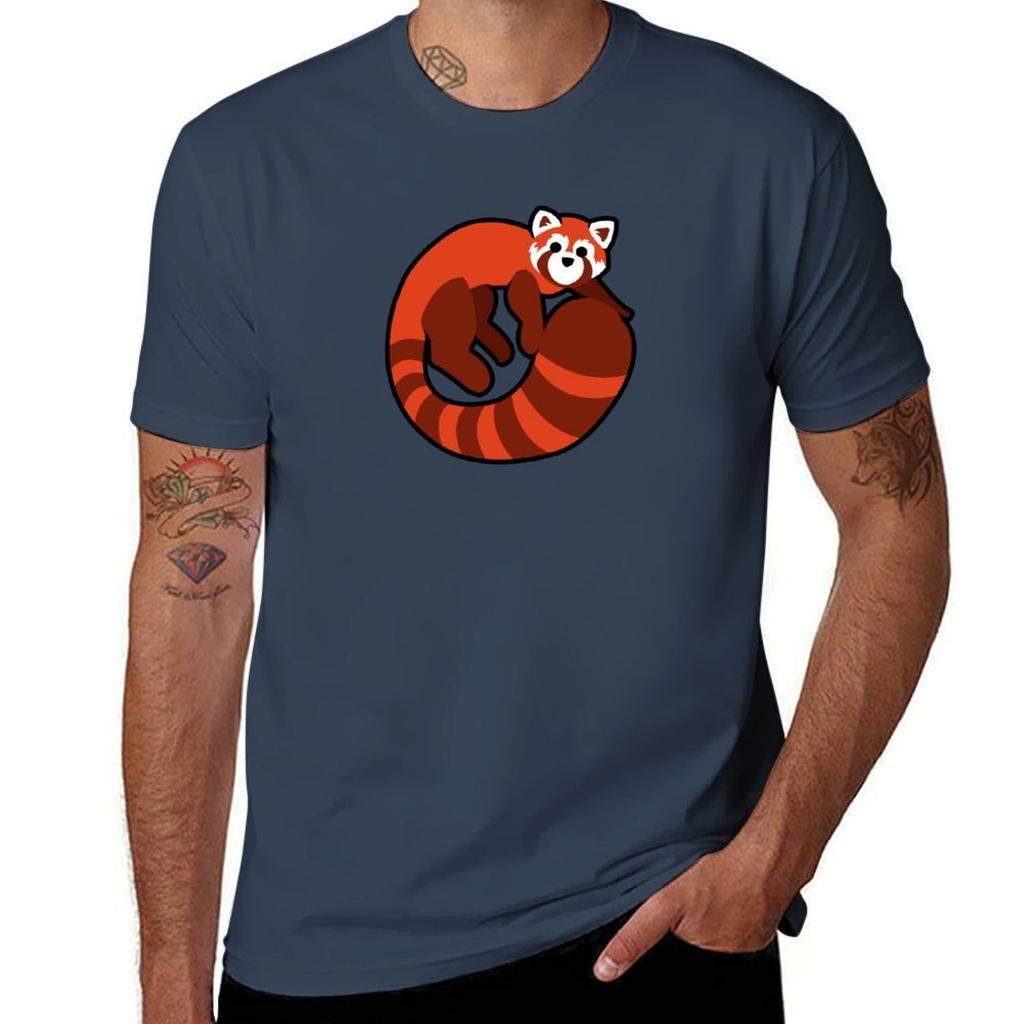 Red Panda Tshirt Basic Solid Color Casual Tee Shirt