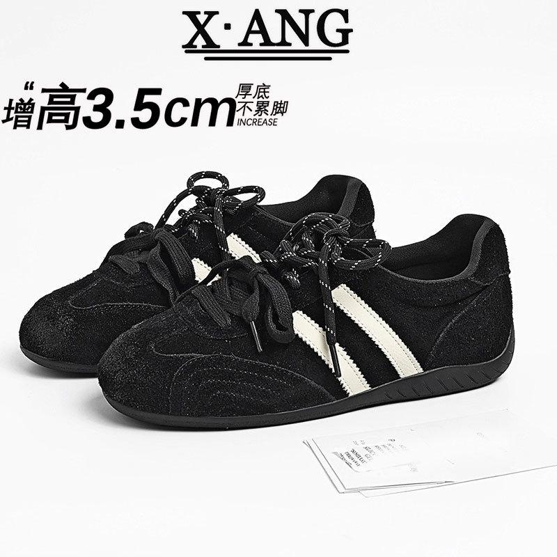 Cowhide Version Retro Inner Height Increase Women's Soft Sole Autumn New Casual Sports Shoes