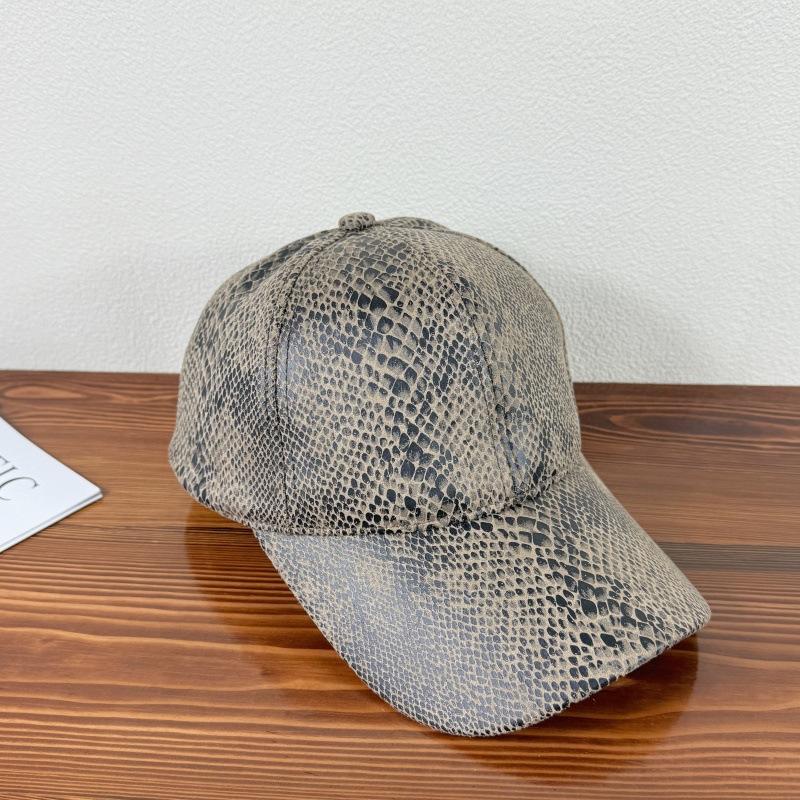 Spring new baseball cap for women, trendy snake-pattern hat, men's duckbill cap, fashionable sports casual sun protection hat