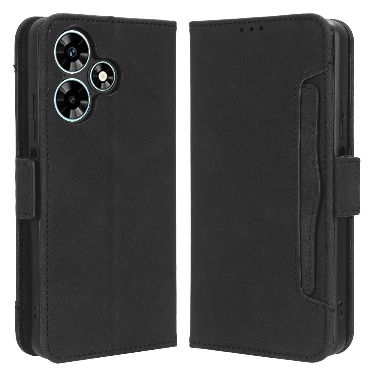 

For Infinix Hot 30 X6831 PU Leather Stand Phone Cover Multiple Card Slots Flip Wallet Case Black