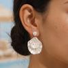 Mermaidcore White Shell Drop Earrings for Women Elegant White Floral Petal Dangle Layered Dangle Tropical Beach Vacation Jewelry
