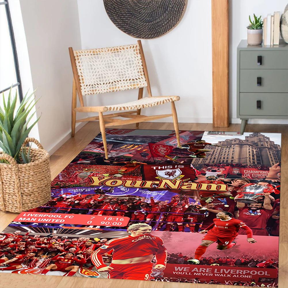Liverpool Customize Your Name Floor Rug Office Rug Design for Bedrooms Hallway Living Rooms Balcony Antislip Carpet Anime Office Decor