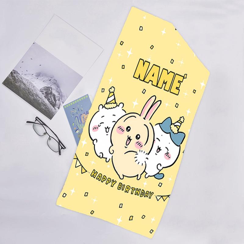 1pc Chiikawa Beach Towel with Custom Name, Beach/Swimming/Bath/Picnic/Camping Towel, Suitable for Seaside Beaches