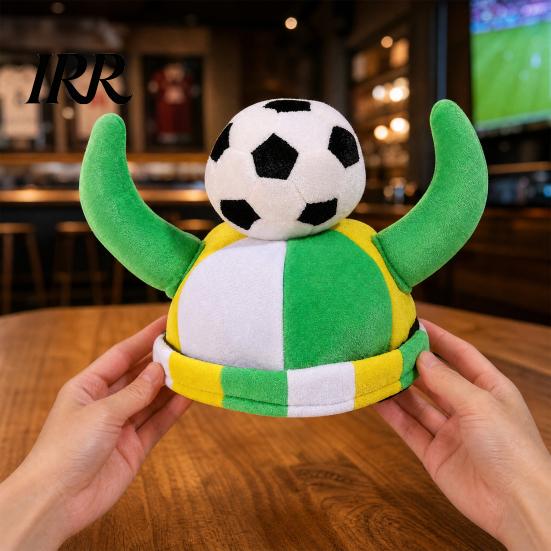 Photogenic Soccer Accessory Horn Hat, Funny Sports Themed Cheering Cap, Plush Eye-catching Football Hat Fan Headwear for Concerts, Game Day,