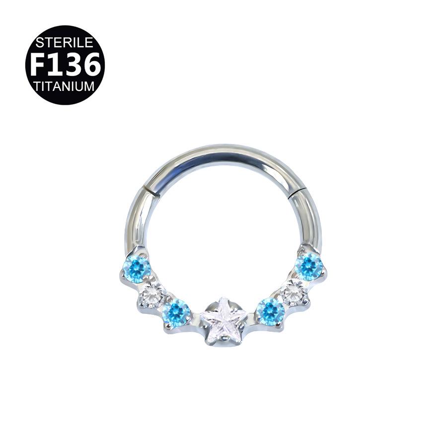 1.2mm Thick Titanium Alloy Zircon Nose Ring with 8-10mm Inner Diameter