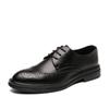 Large Size Brock Engraved Men's Leather Shoes Business Dress Round Head Leather Shoes Groom Wedding Shoes