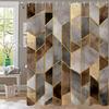1Pc Black And Gold Geometric Print Shower Curtain Partition Privacy Hanging Curtain With 12 Hooks Multiple Size Machine Washable
