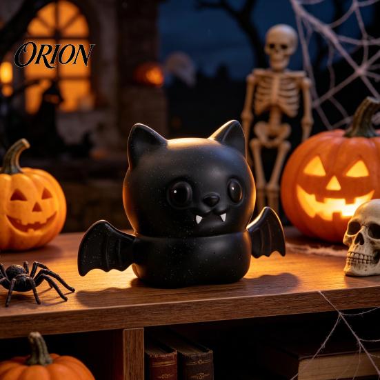 Black Glitter Bat Figurine Halloween Squeeze Stress Ball, Soft TPR Slow Rising Fidget Toy Sensory for Anxiety Relief, Cute Decompression Decor, Trick