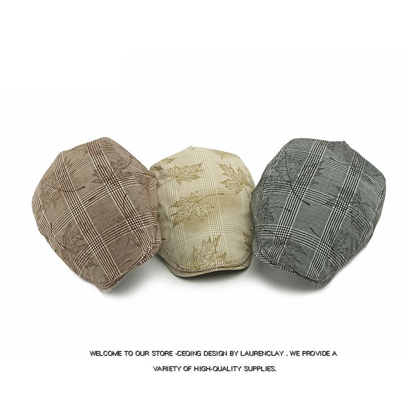 Spring Hat Autumn Beret British Vintage Paintsman Hat Printed Plaid Peaked Cap for Men