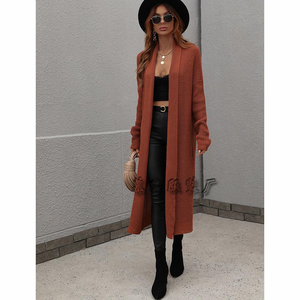 2024 Autumn And Winter New Round Neck European And American Women'S Knitted Cardigan Loose Solid Color Sweater