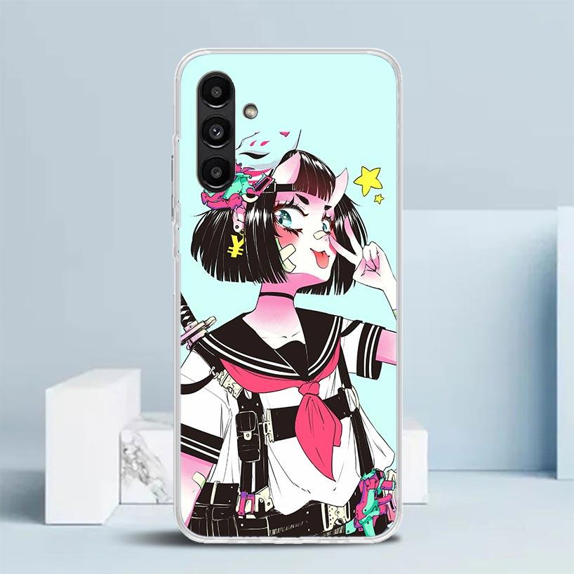 Japanese Style Anime Girl Phone Case For Samsung Galaxy A17 A37 A57 A16 A15 A14 A13 A56 A55 A54 A53 A36 A35 A34 A33 A26 A25 A24