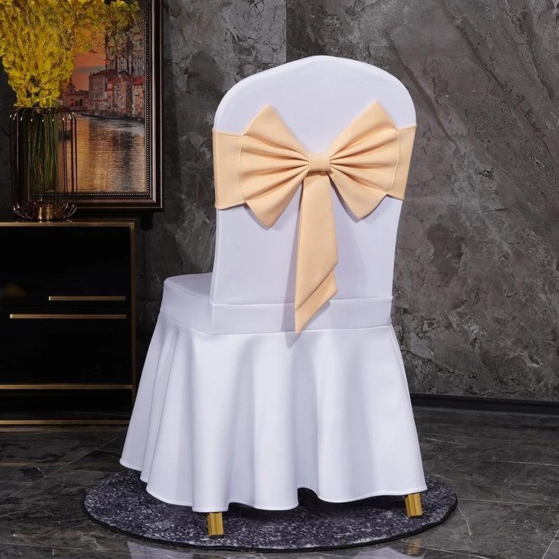10PCS Thicken Spandex Chair Cover Band Ribbons Chair Tie Backs for Party Banquet Decor Wedding Decoration Knot Chair Bow Sashes