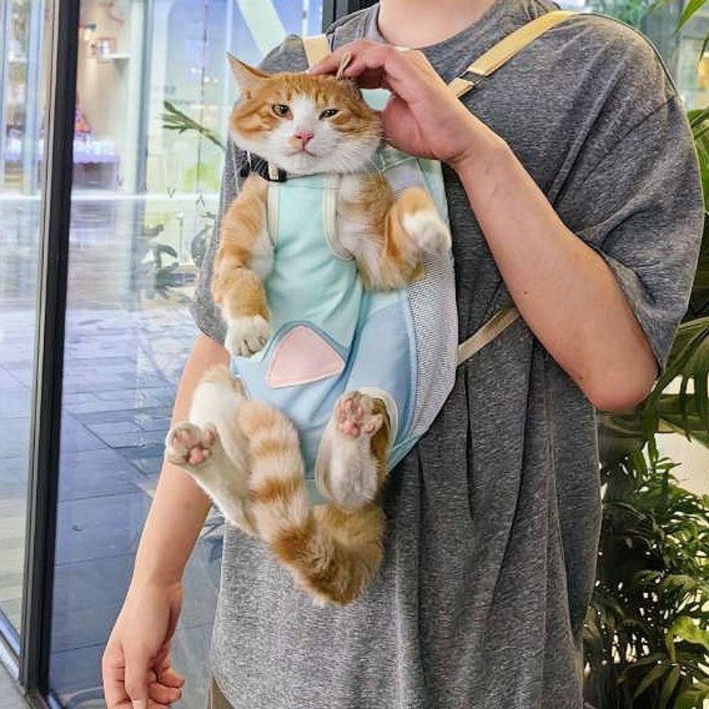Portable Hands Free Pet Chest Bag Comfortable Soft Pet Backpack Breathable Large Capacity Cat Carrier Bag Outdoor Use
