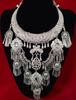 Miao Silver-Plated Gem Rhinestone Tassel Necklace for Hanfu Dance