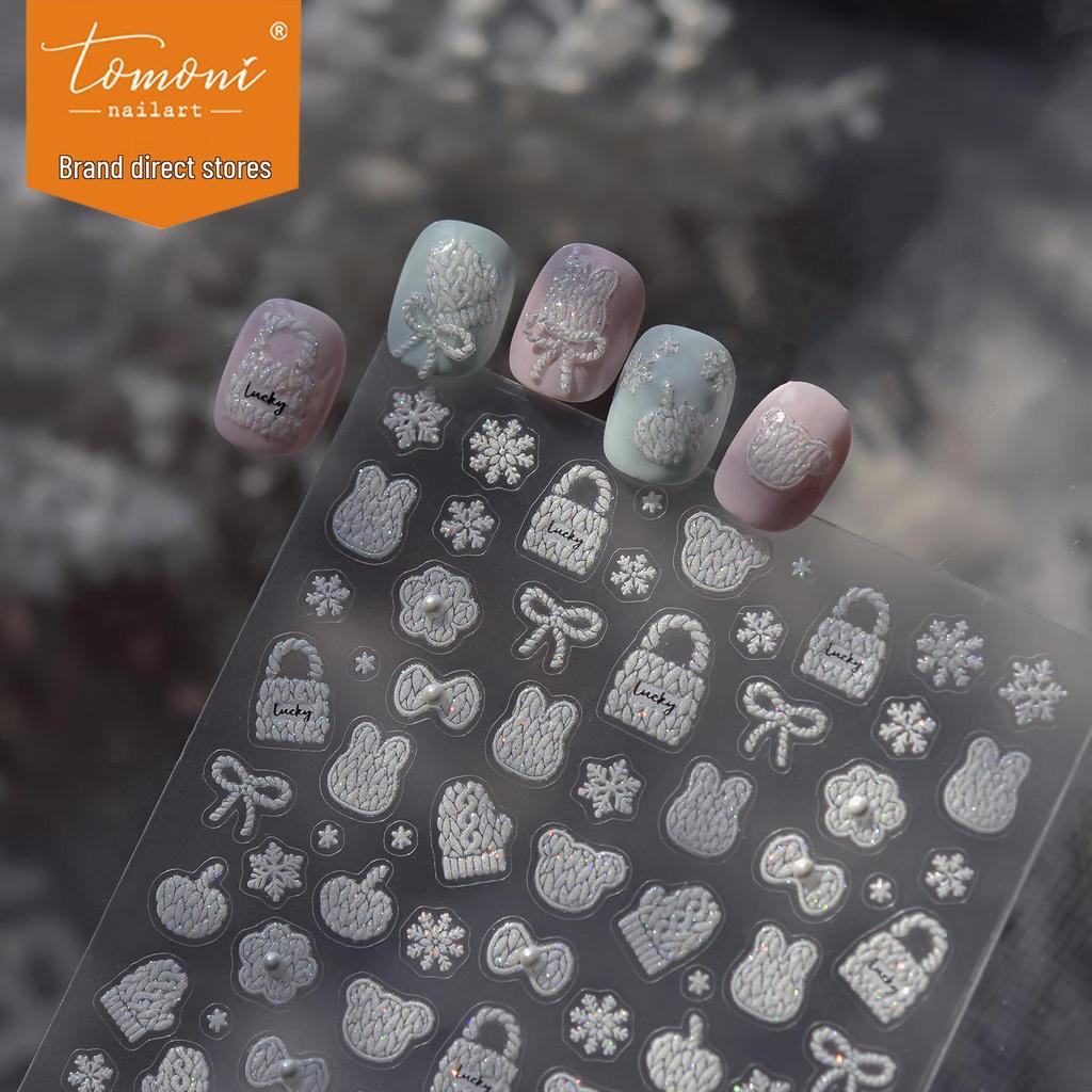 Tomoni Crystal Diamond Nail Stickers - Winter Solid Color Nail Art & Sweater Accessories
