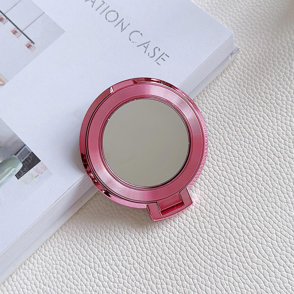 Suporte magnético para celular eletrogalvanizado em cores doces, dobrável, antiqueda, anel de metal, fivela, adesivo traseiro, espelho de maquiagem