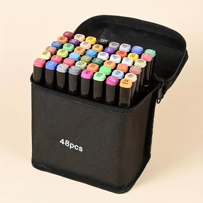 48 Colors Dual Tip Blender Art Markers Set  Permanent Quick-Drying Versatile Art Supplies for Drawing Sketching, Coloring, and Underlining - Ideal