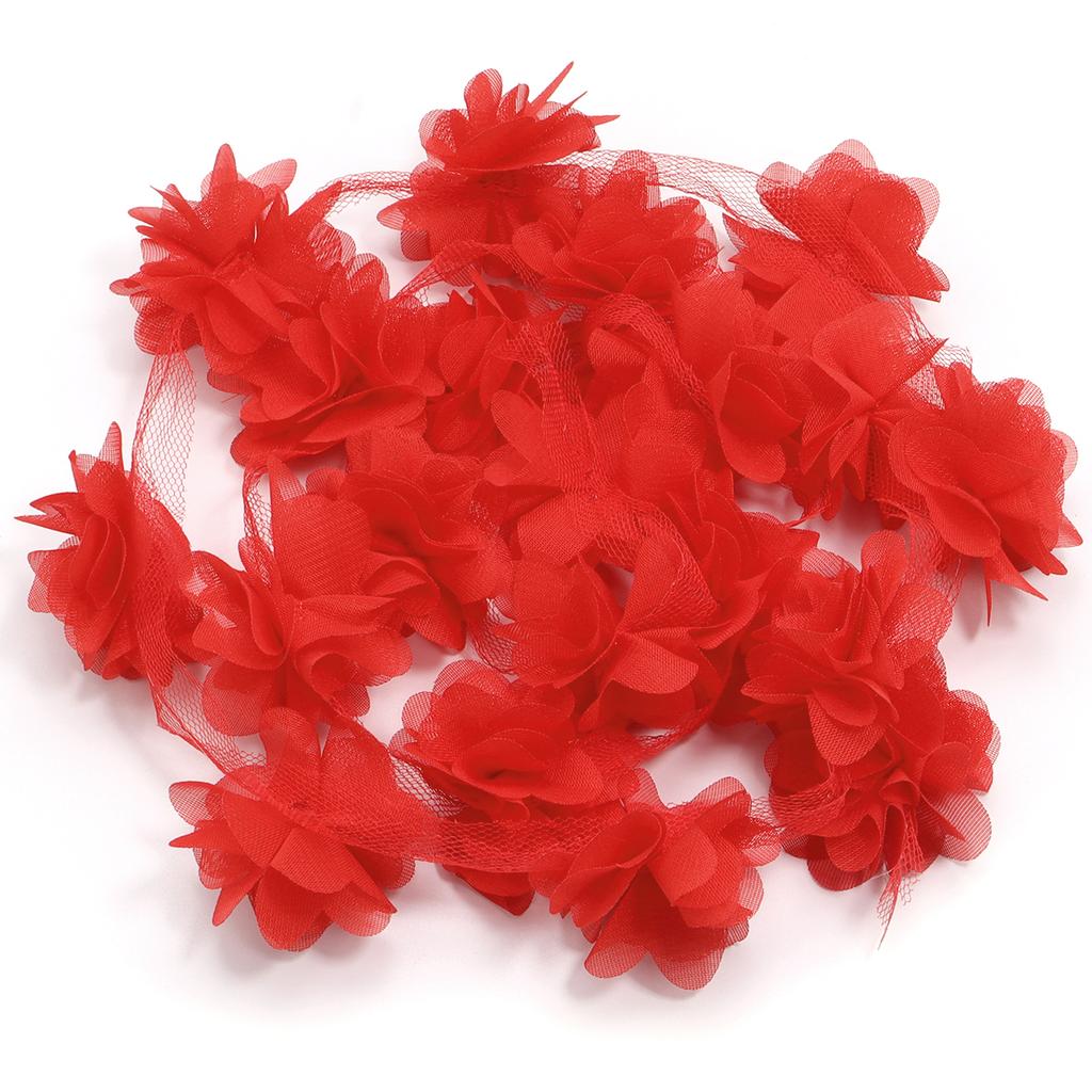 20pcs 5.5cm Chiffon Cluster Flowers Colorful Artificial Flowers For DIY Wedding Party Lace Trim Clothing Gifts Decor Accessories