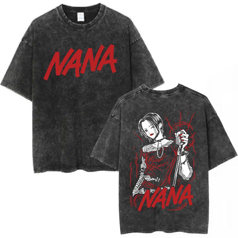 T-shirt Anime Nana Osaki Lavata Vintage Estetica Y2K Unisex Manica Corta Oversize Estate Cotone Retrò Streetwear 2026 Vendita Calda