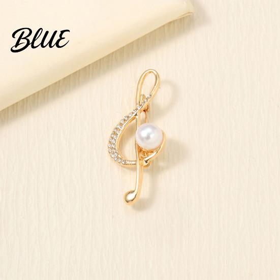 Long-lasting Brooch Musical Note Shape Pin Imitation Pearl Rhinestones Inlaid