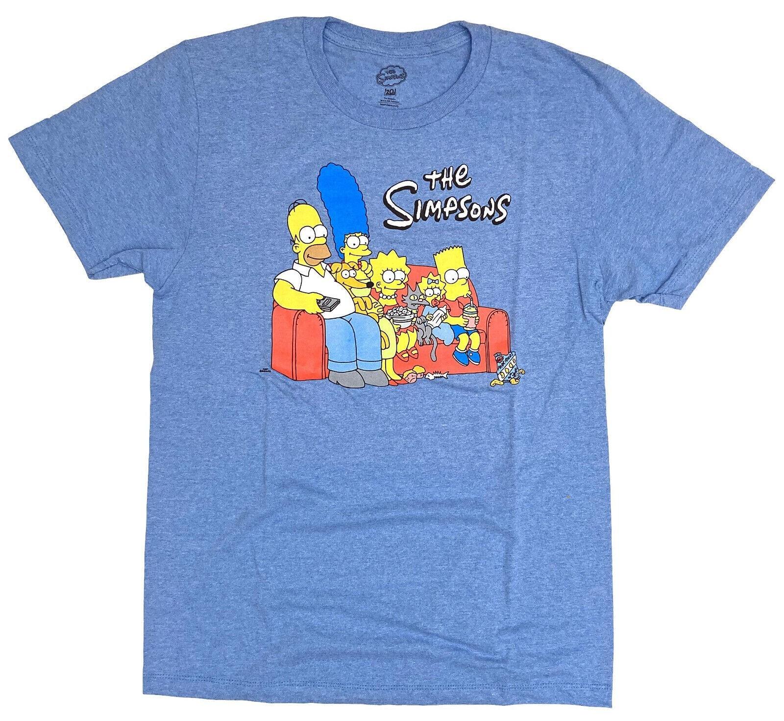 26 The Simpsons TV Cartoon Family Couch Blue Heather Tee Shirt New Unisex T-Shirt M