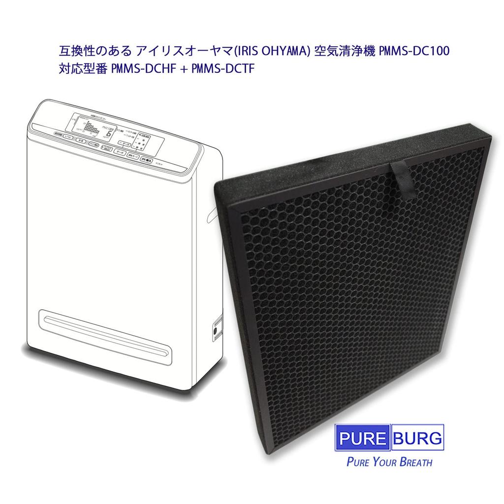 PUREBURG Replacement HEPA Filter Compatible with IRIS OHYAMA Air Purifier Models Dust Collection Activated Carbon Filter PMMS-DCHF PMMS-DCTF