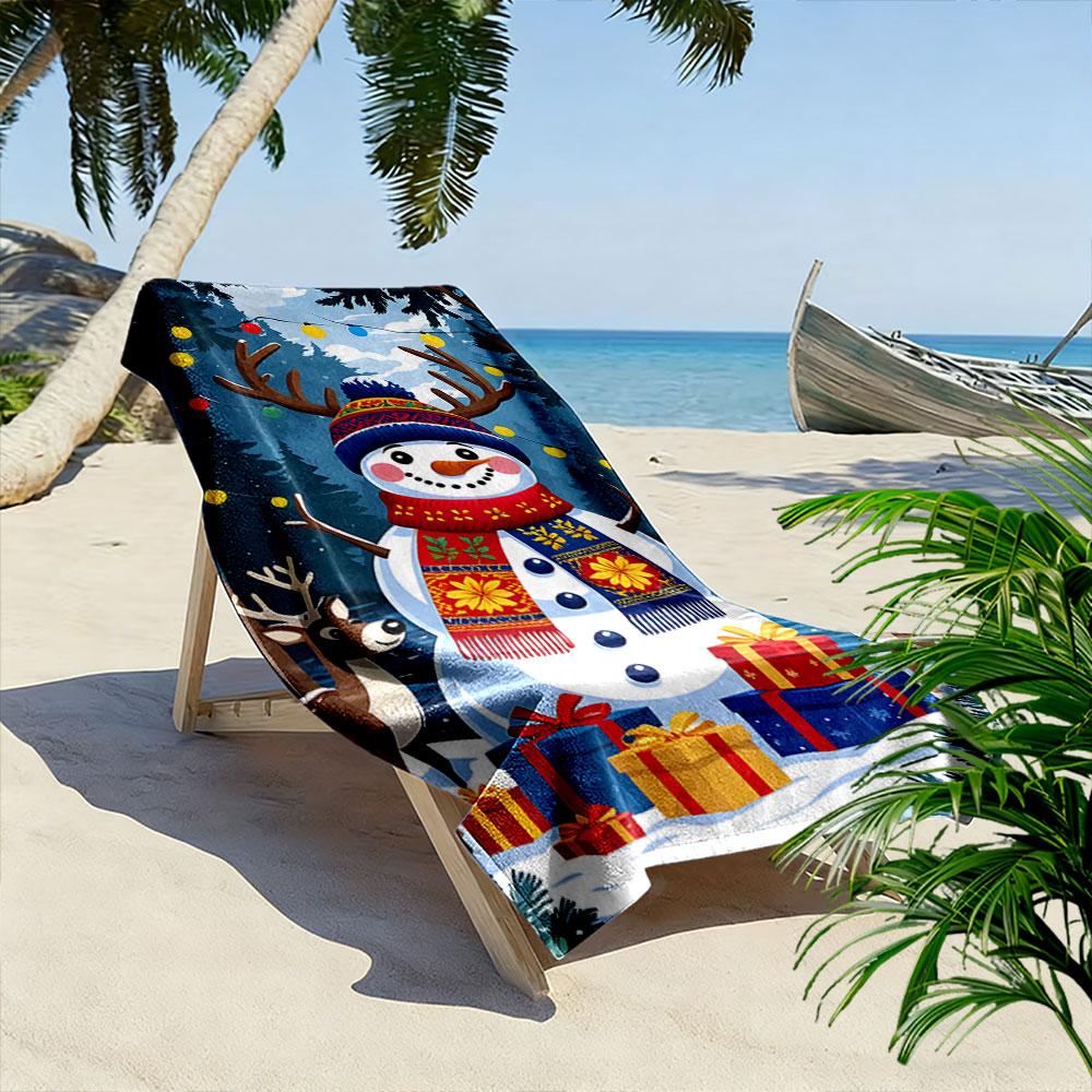 Snowy festive wonderland Print beach towel, quick drying, suitable for travel, outdoor sports, jogging, the beach and swimming, gift