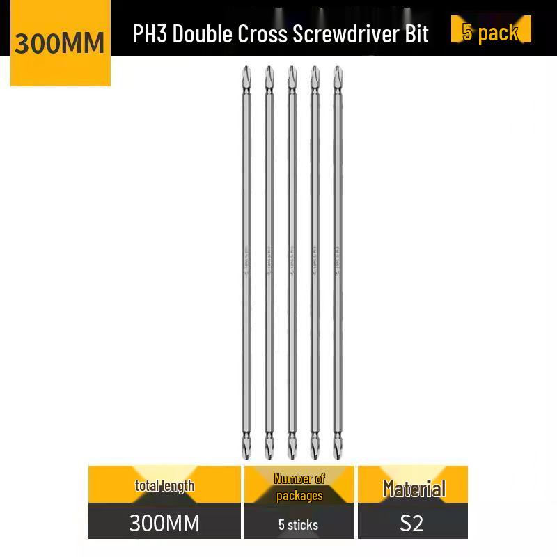Pointed PH1/PH3 Magnetic Double-Ended Phillips Bit, High Hardness, S2 Alloy Steel Electric Screwdriver.