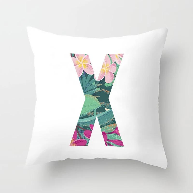 Luxury Home Pillowcase Square Office Decoration Cushion Cover Simple Floral English Letter Pattern Decoration