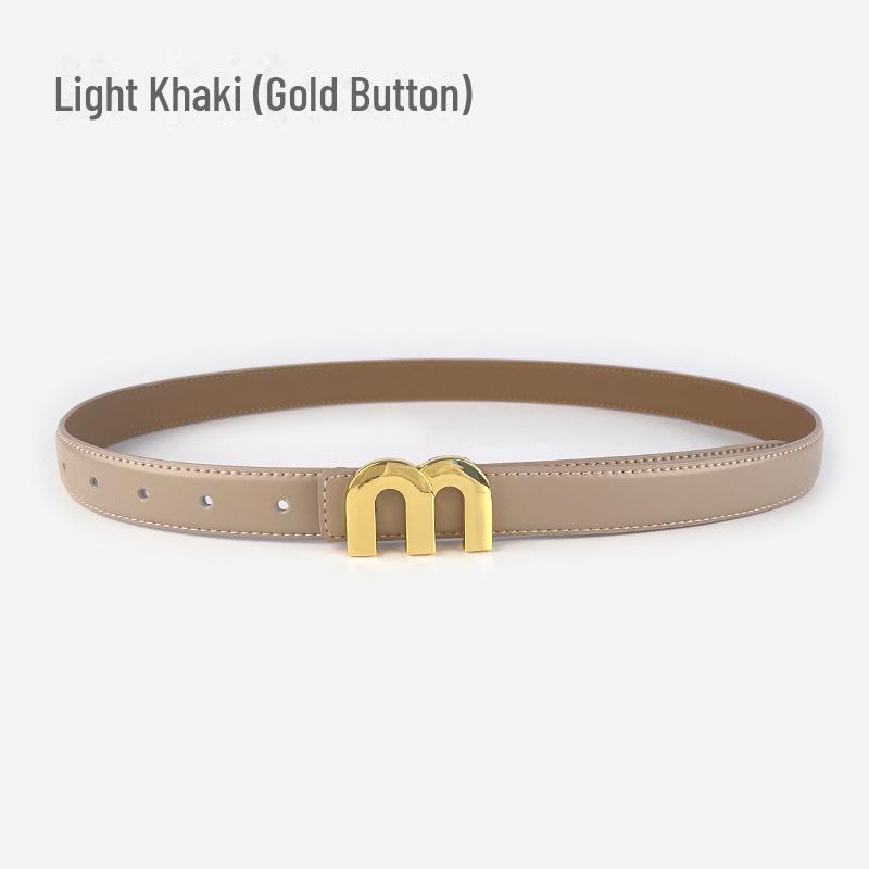 M Letter Genuine Leather Women's Belt - Versatile for Casual Pants, Skirts, and Jeans