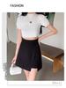 2024 Summer Women's Plus Size High Waist Black A-Line Midi Skirt