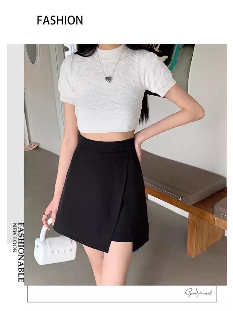 2024 Summer Women's Plus Size High Waist Black A-Line Midi Skirt