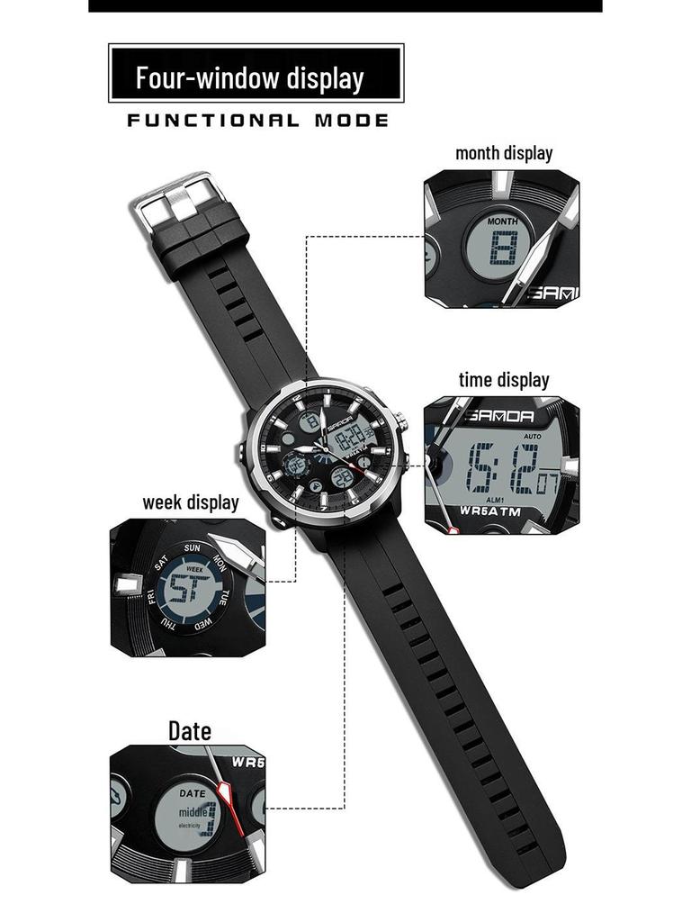 Sanda Youth Luminous Waterproof Multifunctional Men's Sports Watch