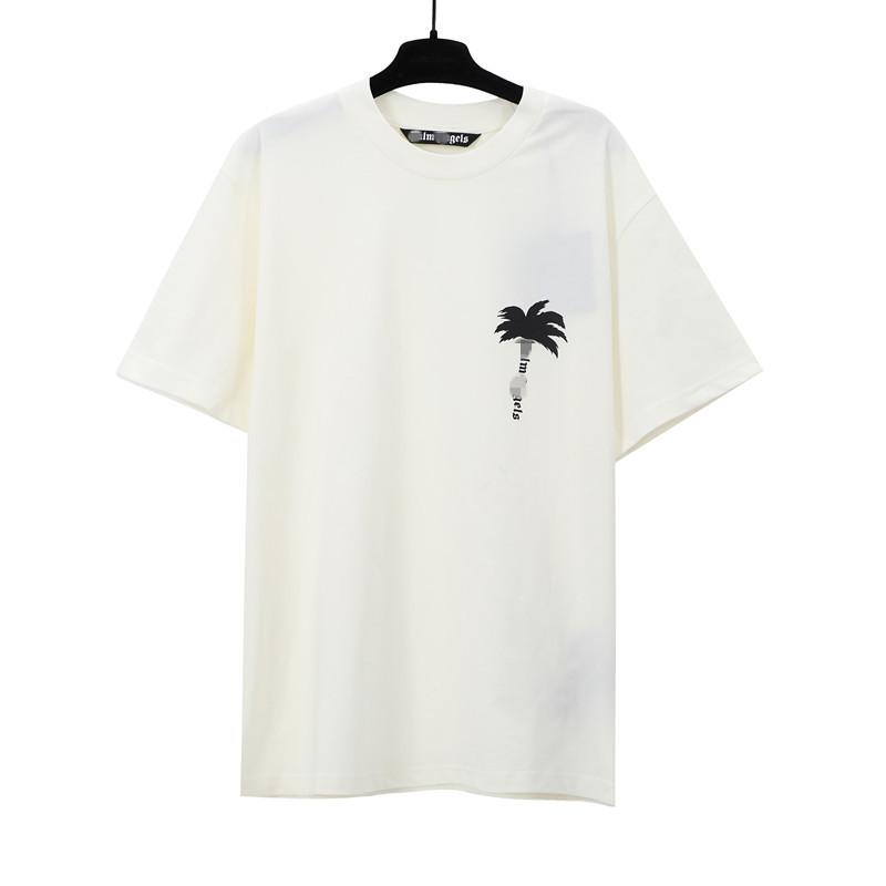 24S Cross-border European and American Trendy Brand Palm Angel Coconut Tree Letter Printing Short-sleeved T-shirt Men's and Women's American High 