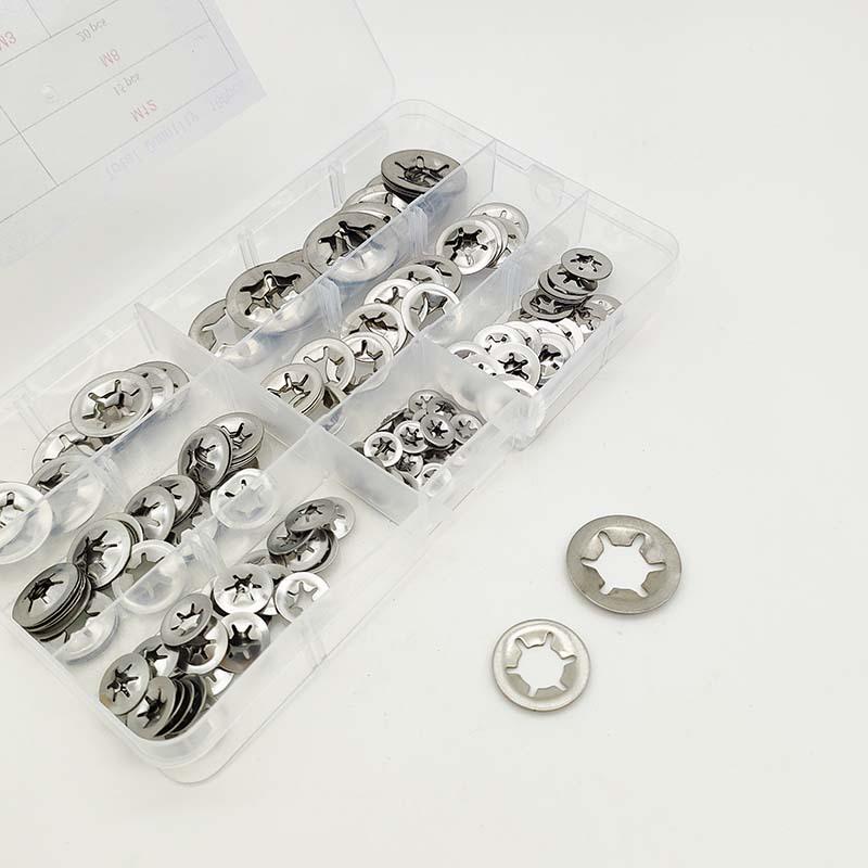 180-Piece Set: 304 Stainless Steel Internal Tooth Conical Spring Washers, M3-M12