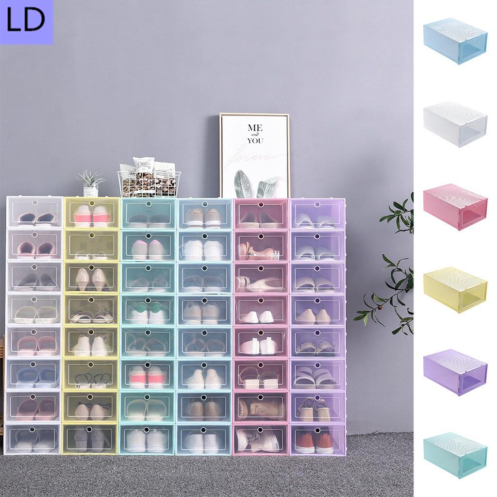 Caja de almacenamiento de zapatos plegables claro 1pc plástico apilable