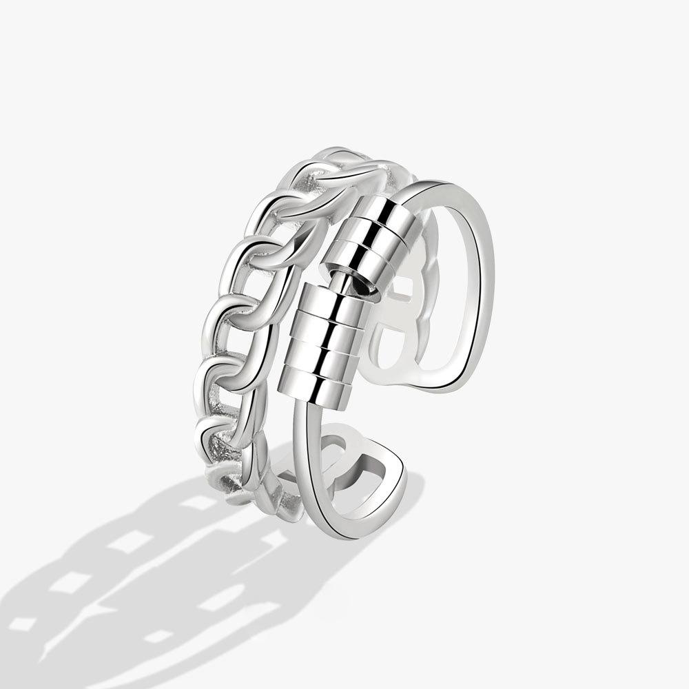 Anti Stress Anxiety Silver Ball Rings 925 Women Men Spinner Fidget Rings Vintage Gold Couple Anillos Jewelry Gift