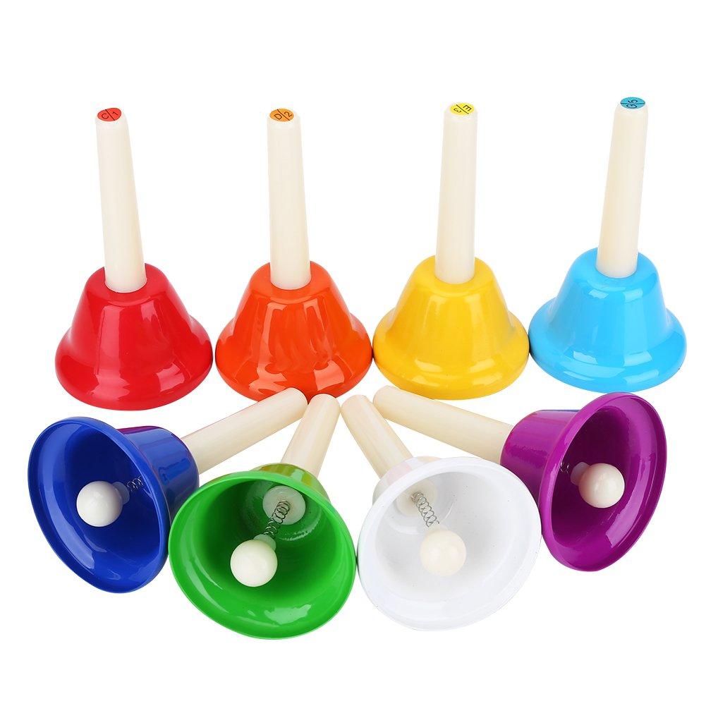 Ongwan Music Bells, 8-Note Handbell Set, Hand-Operated Percussion Instrument for Beginners, Gift