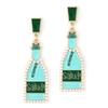 European and American new fashion personality cute wine bottle dripping oil alloy earrings creative design letter inlaid pearl earrings