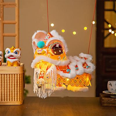 Antiker Stil Löwentanz Laterne Papier Segen Chinesisches Neujahrsfest Laterne mit Quaste DIY Materialpaket Tragbare Laterne