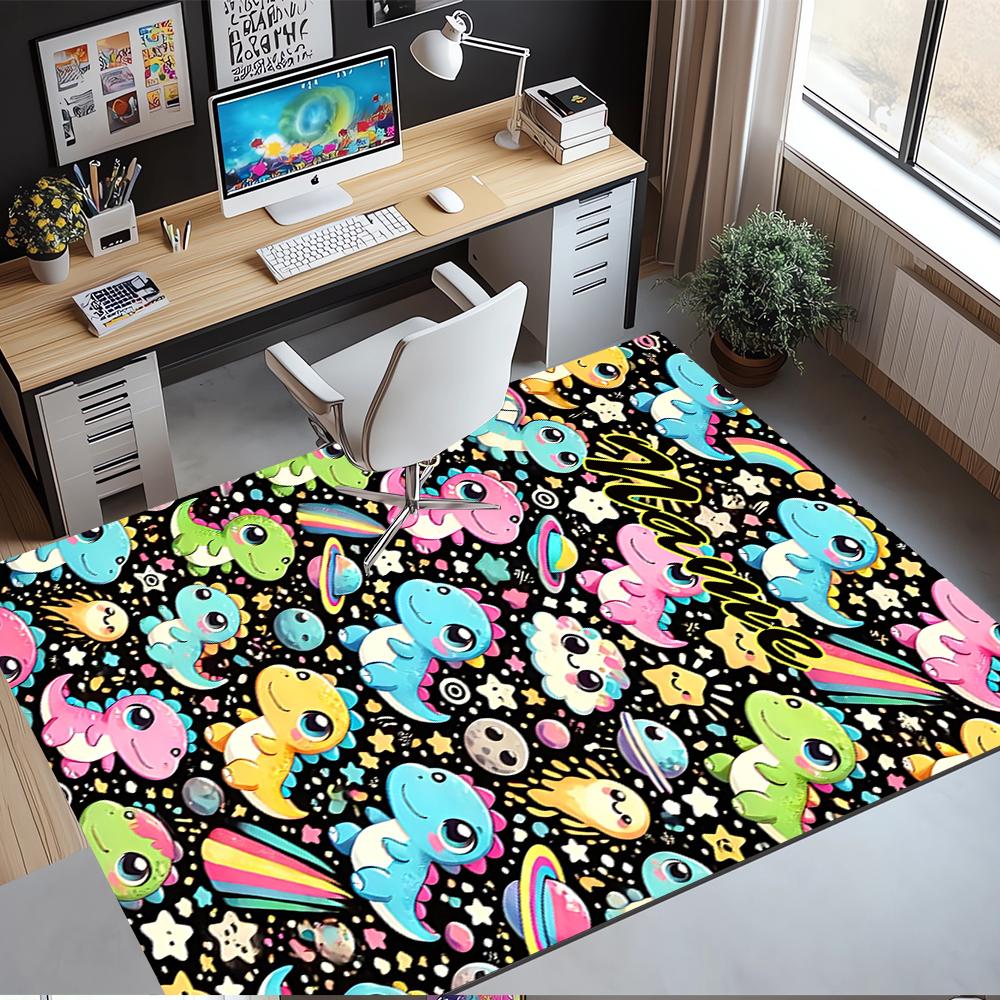 Custom Name Dinosaur Printed Carpet,Rug for Office Chair Living Room Bedroom Kitchen Room Decor Gifts.