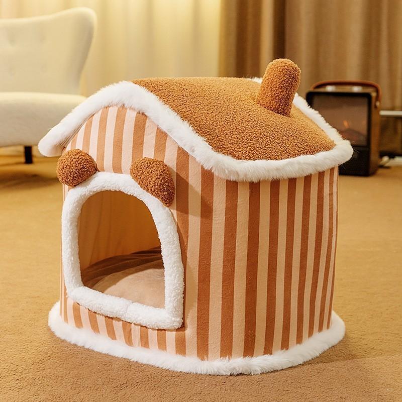 Autumn and Winter Dog Warm Closed House Kennel Medium and Small Dog Kennel Teddy Cat Litter Removable Pet Litter