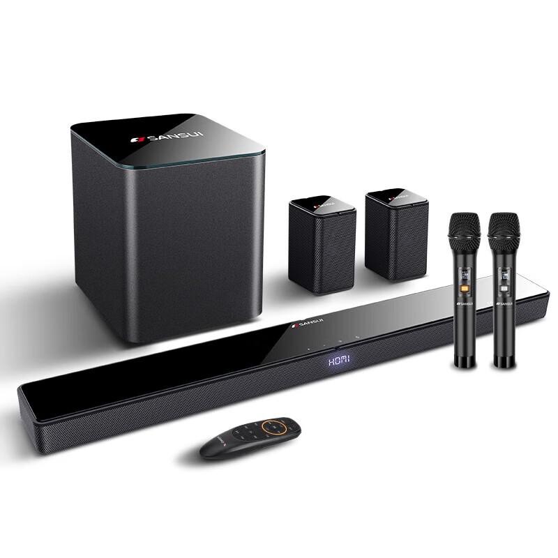SANSUI DV-95E Dolby 5.1 Home Theater KTV Soundbar with Microphone