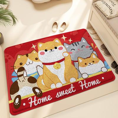 Tapis de Sol d'Entrée de Porte Résistant à l'Usure Animal Cartoon Boucle Fil Maison Entrée de Porte Grattage Sable Dépoussiérage Antidérapant Tapis