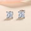 KNOBSPIN D Princess Cut Moissanite Earring S925 Sliver Plated with White Gold Earrings for Women Fine Jewelry