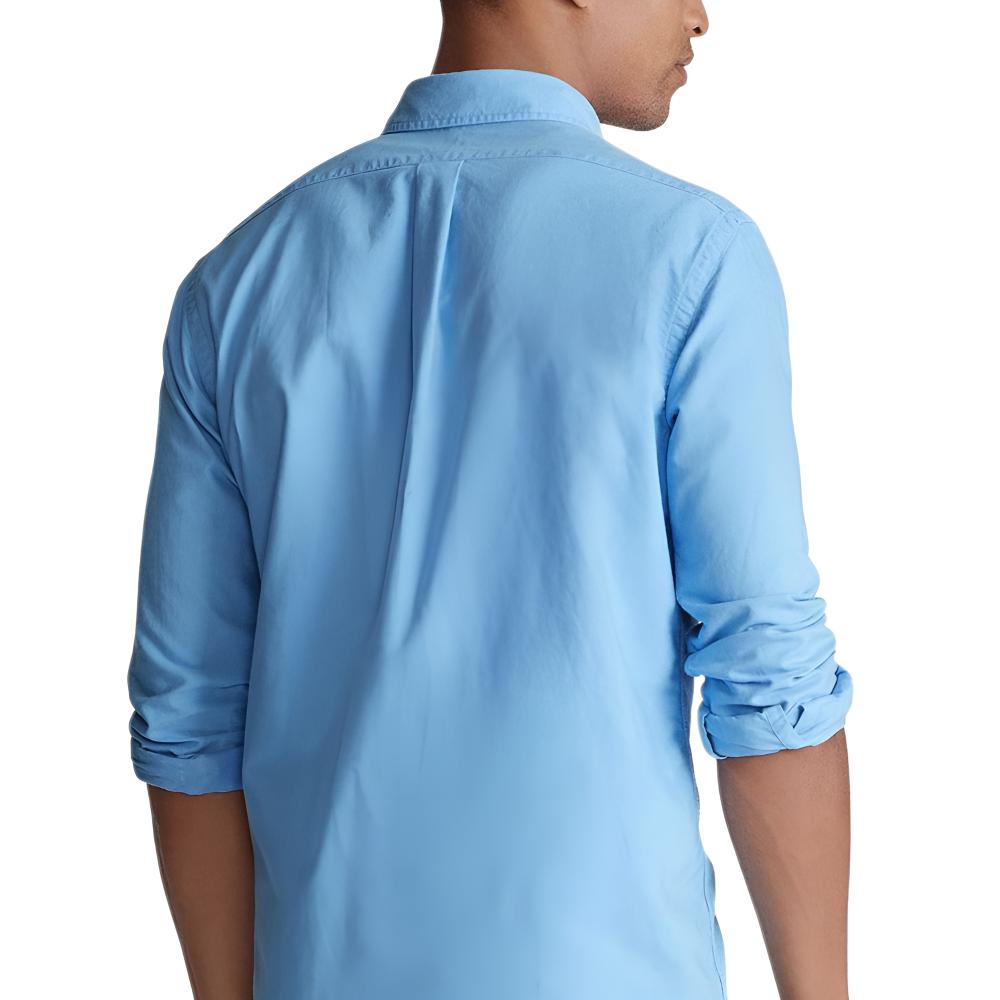 Polo Ralph Lauren Ss24 Pony Logo Besticktes Oxford Langarmhemd Herrenhemden Hellblau 710776635-002